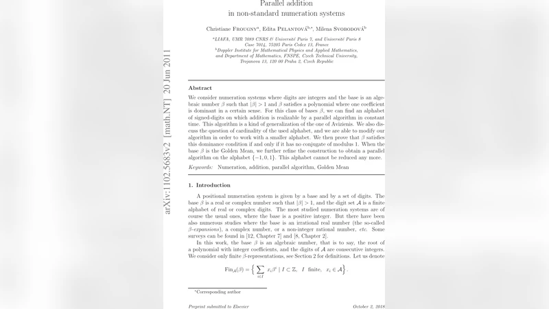 Parallel addition in non-standard numeration systems