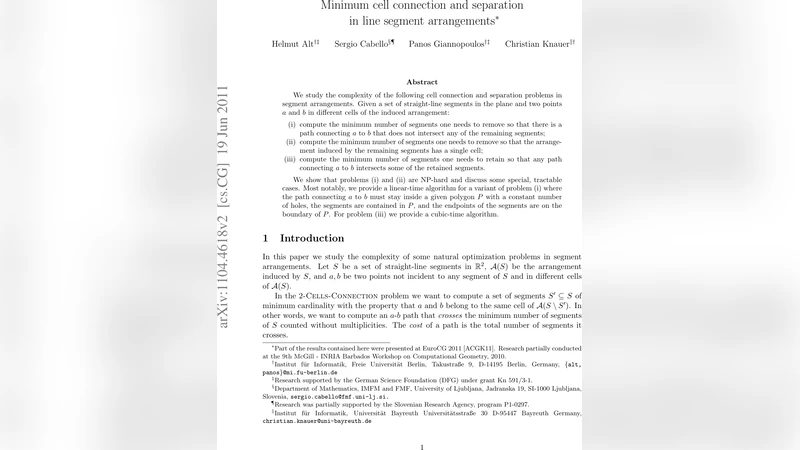 Minimum cell connection and separation in line segment arrangements