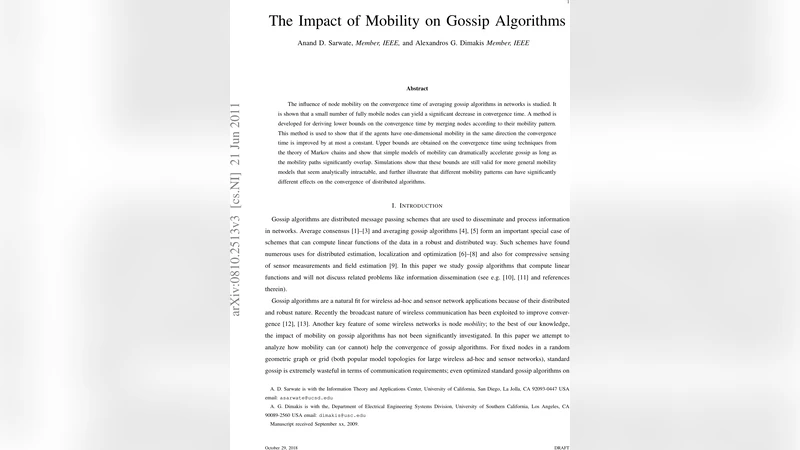 The Impact of Mobility on Gossip Algorithms