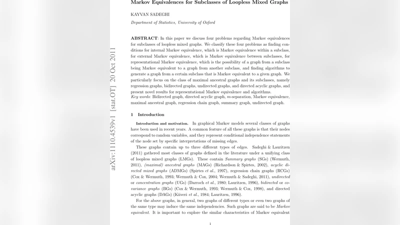 Markov Equivalences for Subclasses of Loopless Mixed Graphs