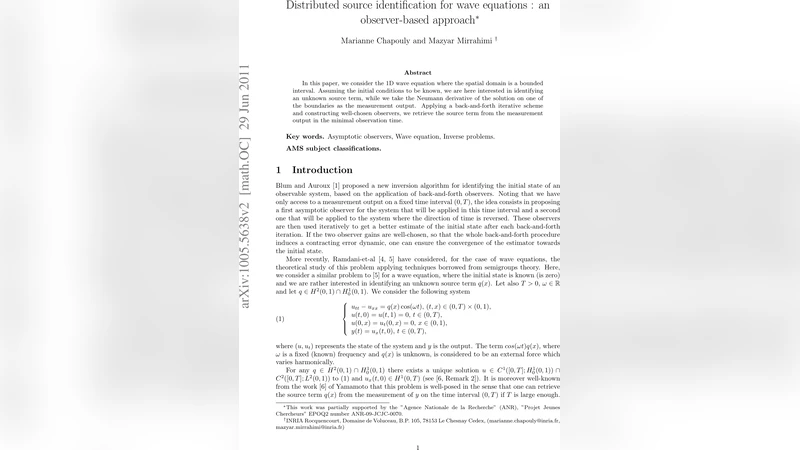 Distributed source identification for wave equations: an observer-based   approach (full paper)