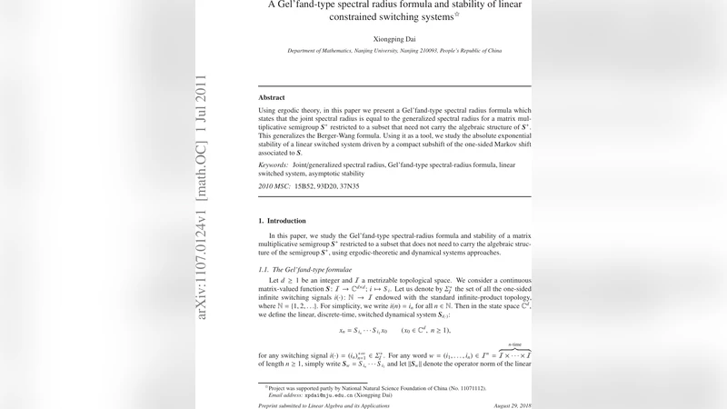 A Gelfand-type spectral radius formula and stability of linear   constrained switching systems