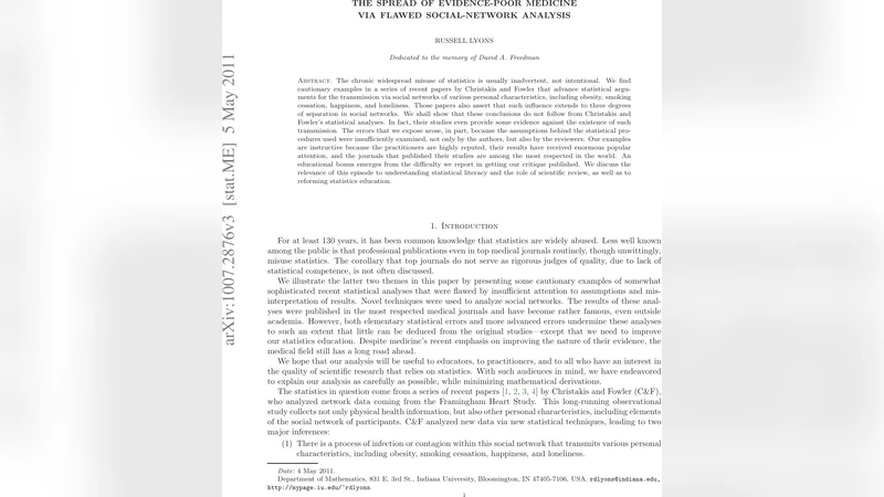 The Spread of Evidence-Poor Medicine via Flawed Social-Network Analysis