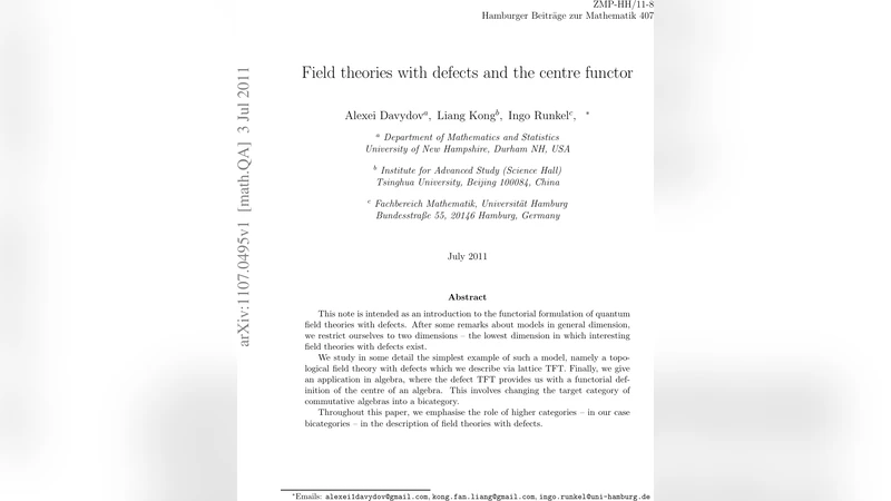 Field theories with defects and the centre functor