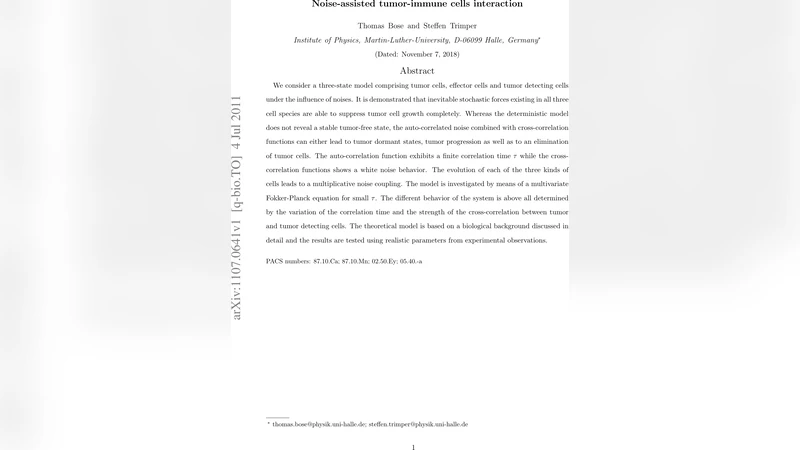 Noise-assisted tumor-immune cells interaction