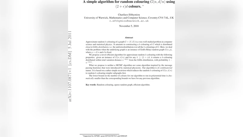 A simple algorithm for random colouring G(n, d/n) using (2+epsilon)d   colours