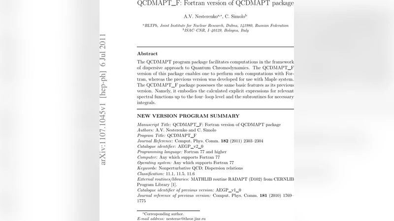 QCDMAPT_F: Fortran version of QCDMAPT package