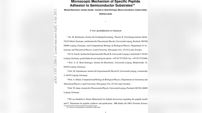 Microscopic Mechanism of Specific Peptide Adhesion to Semiconductor   Substrates
