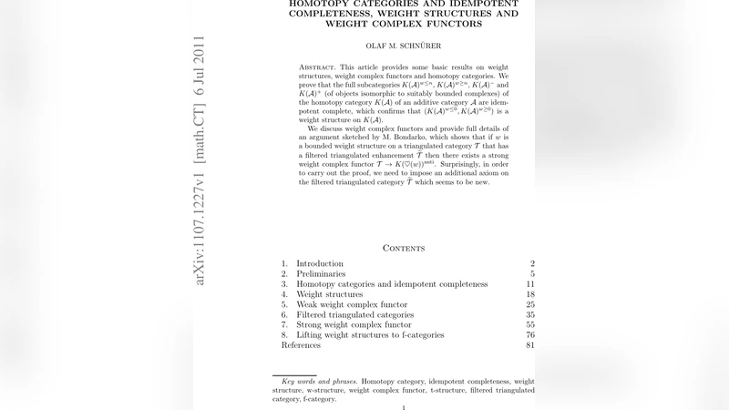 Homotopy categories and idempotent completeness, weight structures and   weight complex functors