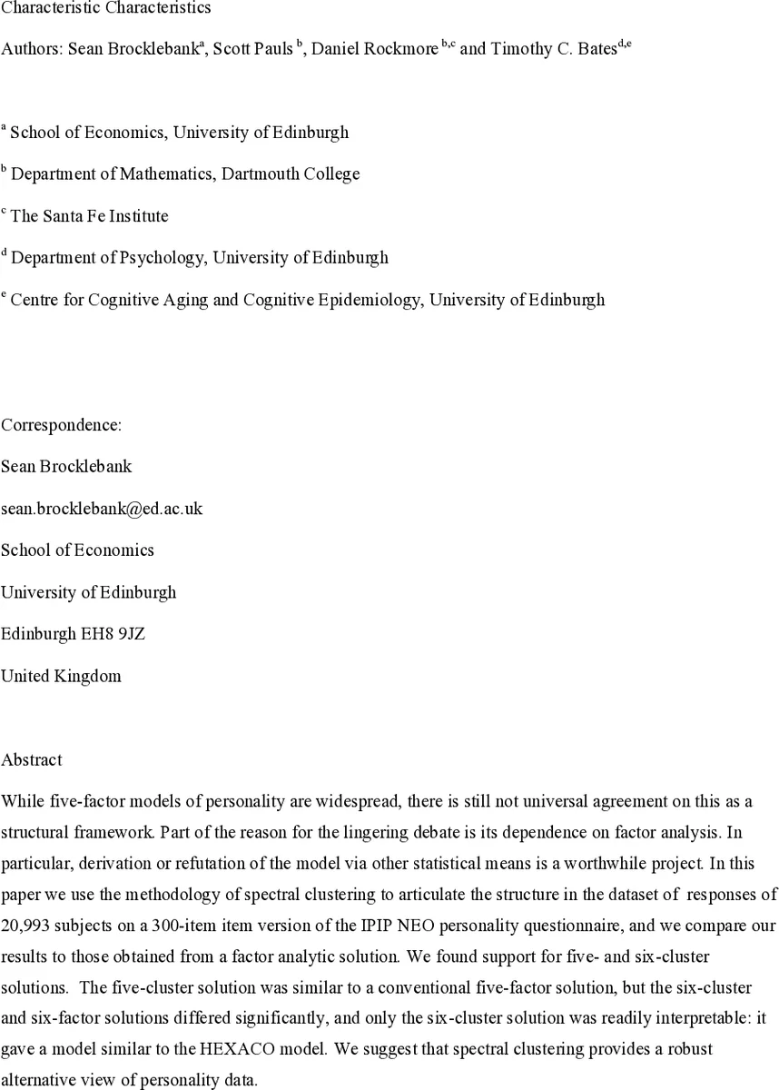 Characteristic Characteristics