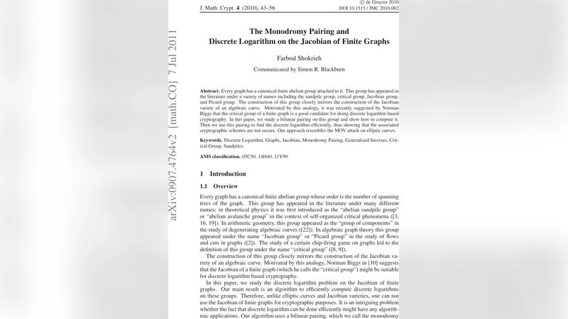 The monodromy pairing and discrete logarithm on the Jacobian of finite   graphs