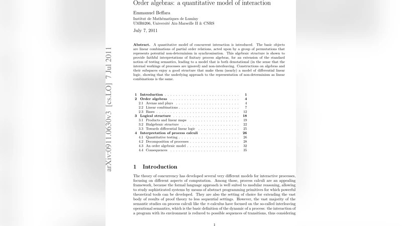 Order algebras: a quantitative model of interaction
