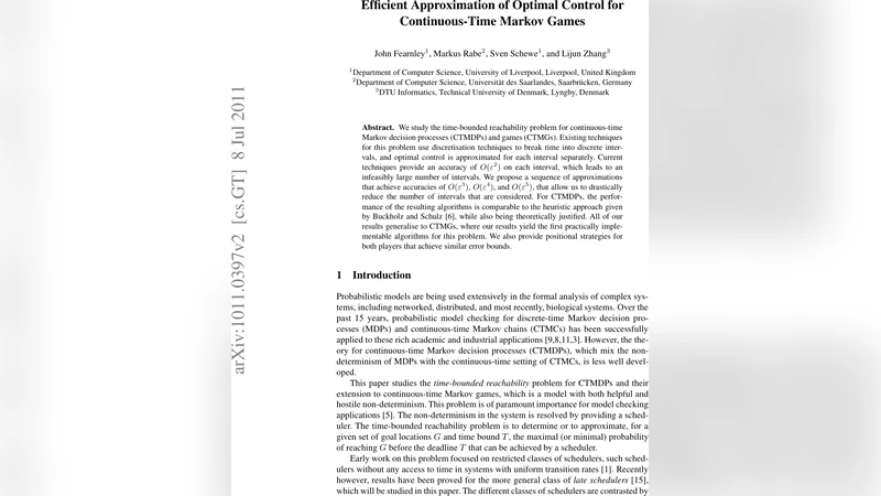 Efficient Approximation of Optimal Control for Markov Games