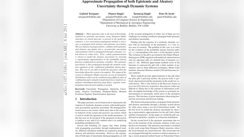 Approximate Propagation of both Epistemic and Aleatory Uncertainty   through Dynamic Systems
