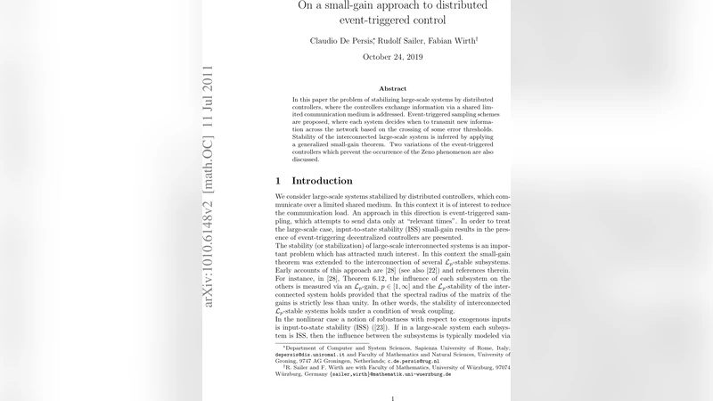 On a small-gain approach to distributed event-triggered control