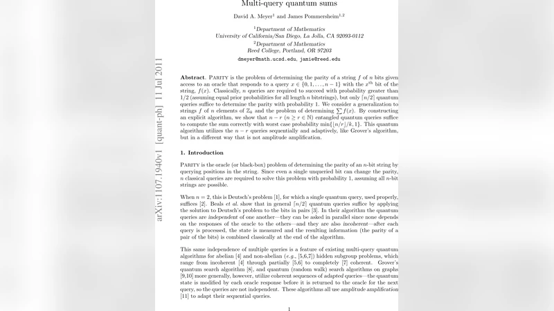 Multi-query quantum sums