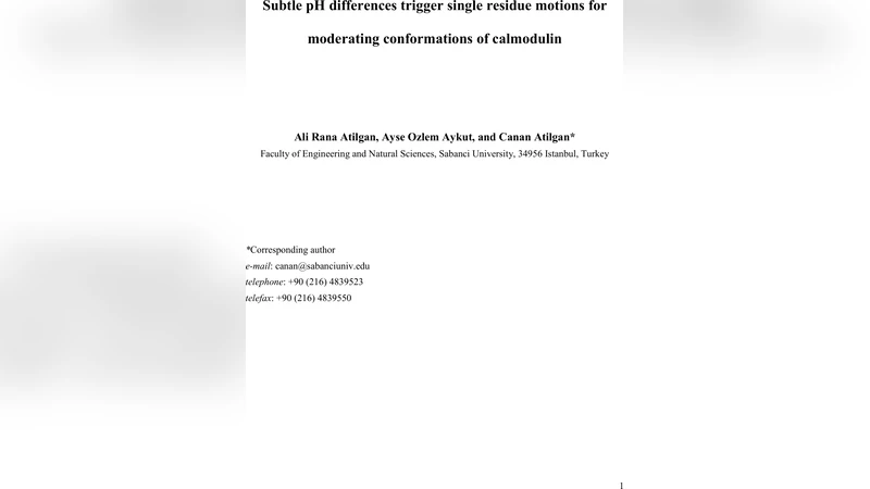 Subtle pH differences trigger single residue motions for moderating   conformations of calmodulin