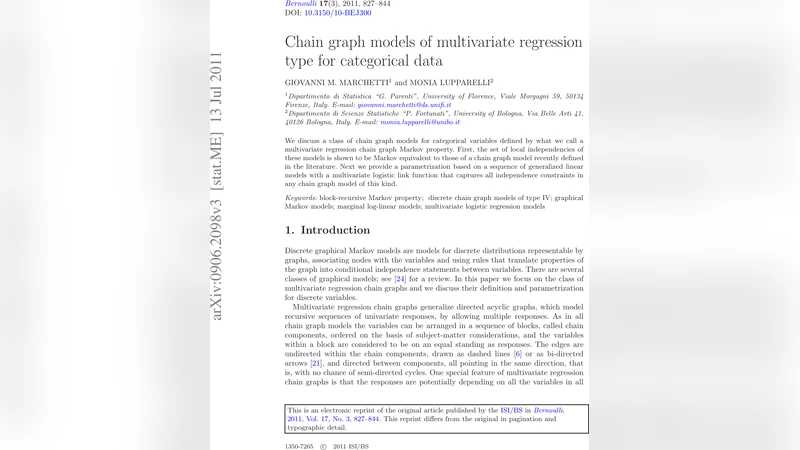 Chain graph models of multivariate regression type for categorical data