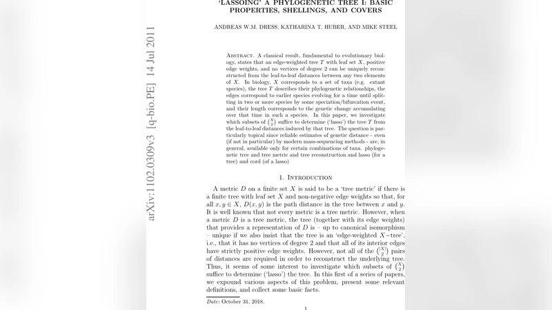 `Lassoing a phylogenetic tree I: Basic properties, shellings, and   covers