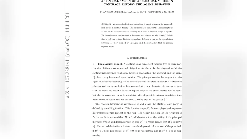 A generalization of a classical model in contract theory: The agent   behavior