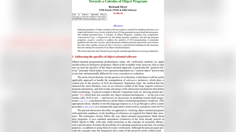 Towards a Calculus of Object Programs