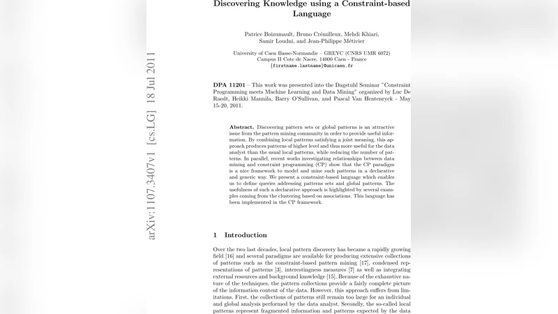Discovering Knowledge using a Constraint-based Language