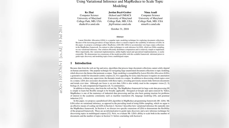 Using Variational Inference and MapReduce to Scale Topic Modeling