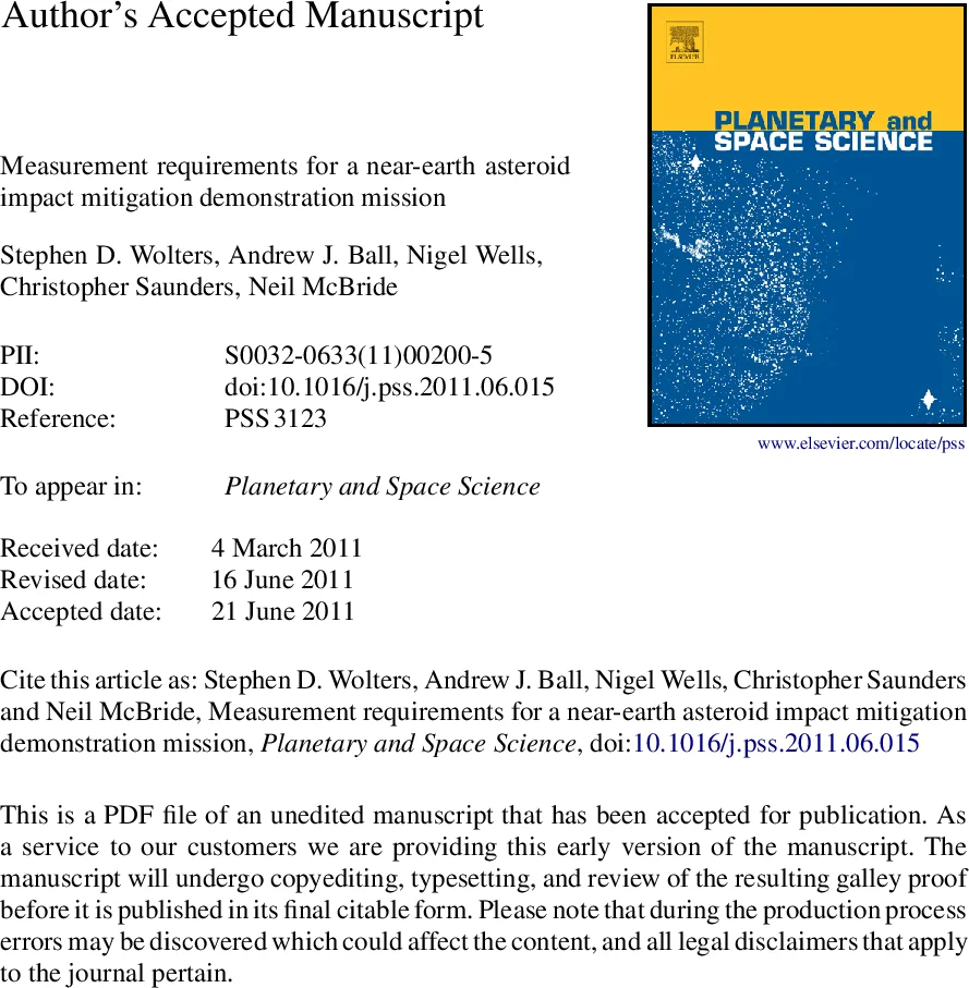 Measurement requirements for a near-Earth asteroid impact mitigation   demonstration mission