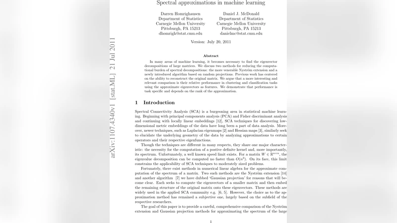 Spectral approximations in machine learning