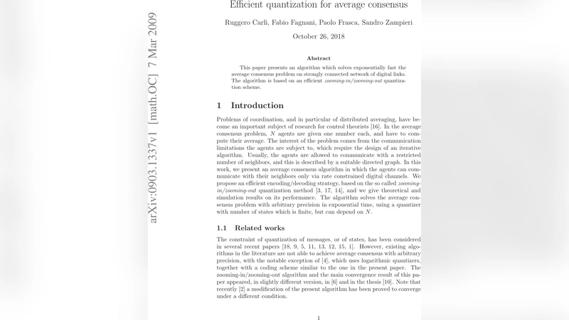 Efficient quantization for average consensus