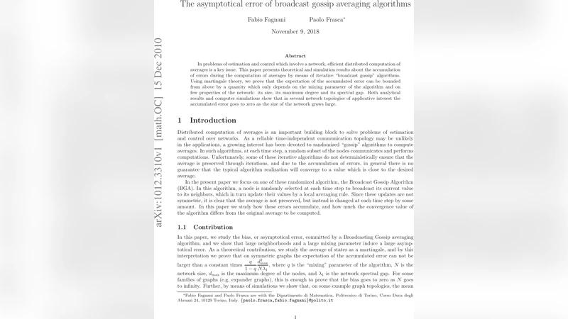 The asymptotical error of broadcast gossip averaging algorithms