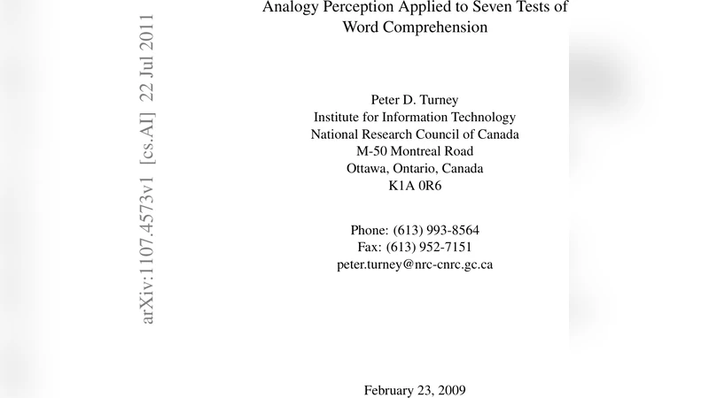 Analogy perception applied to seven tests of word comprehension