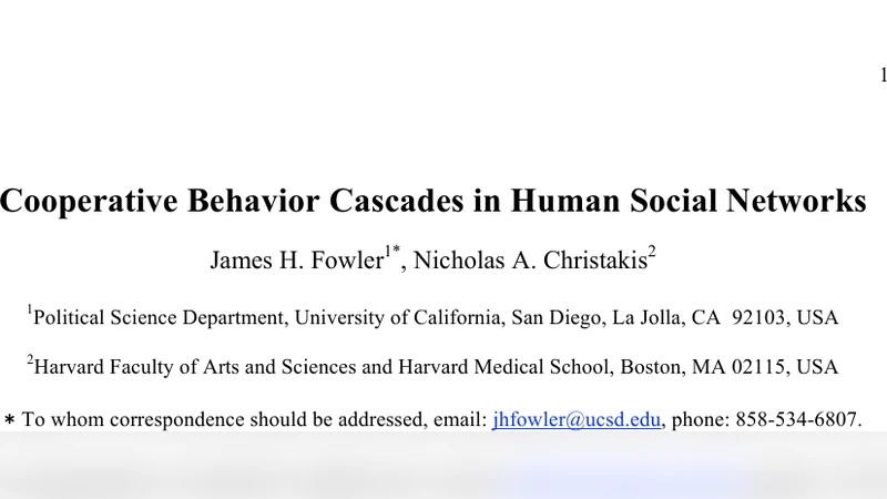Cooperative Behavior Cascades in Human Social Networks