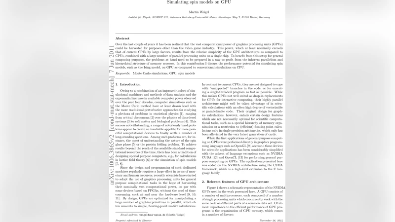 Simulating spin models on GPU