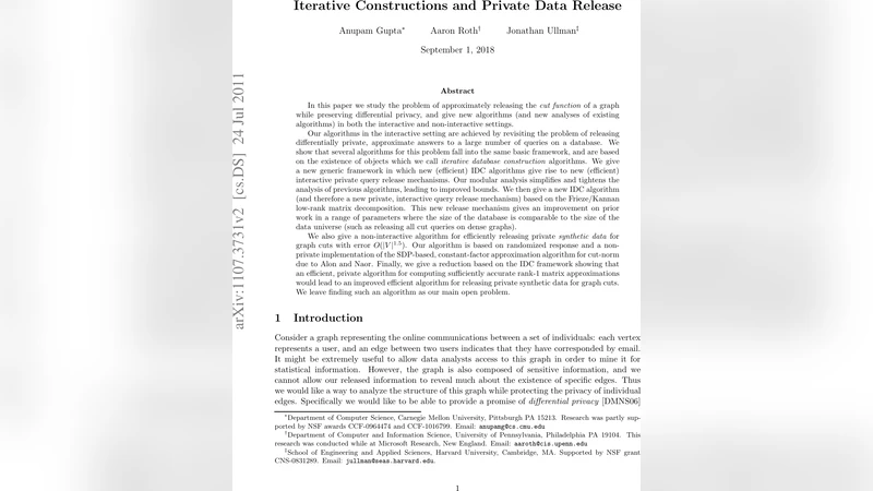 Iterative Constructions and Private Data Release