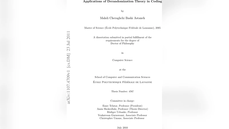 Applications of Derandomization Theory in Coding