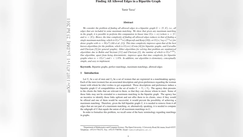 Finding All Allowed Edges in a Bipartite Graph