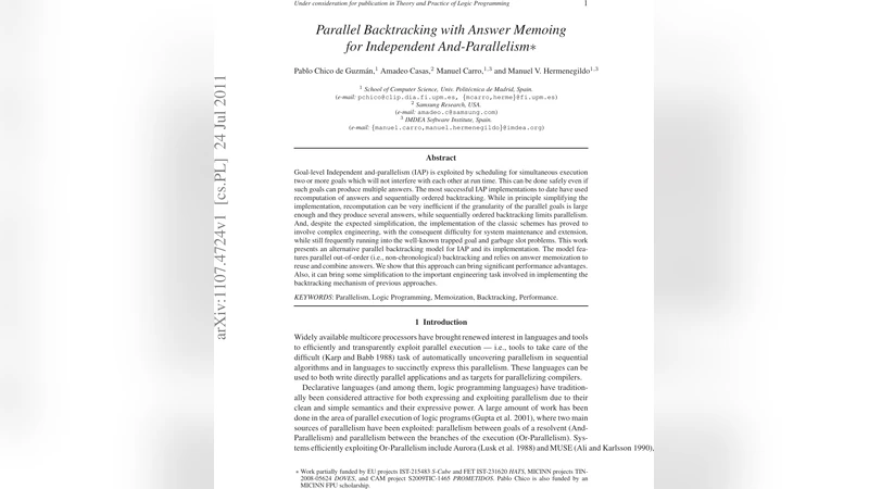 Parallel Backtracking with Answer Memoing for Independent   And-Parallelism