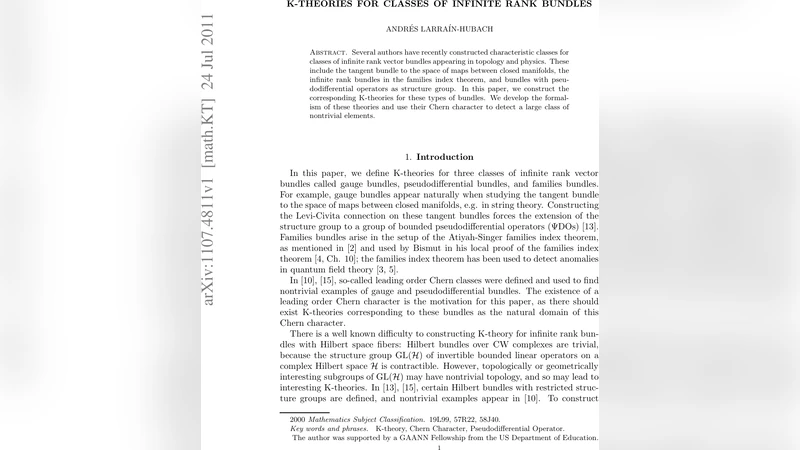 K-Theories for Certain Infinite Rank Bundles