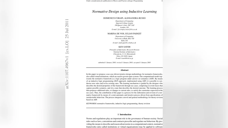 Normative design using inductive learning