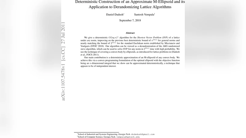Deterministic Construction of an Approximate M-Ellipsoid and its   Application to Derandomizing Lattice Algorithms