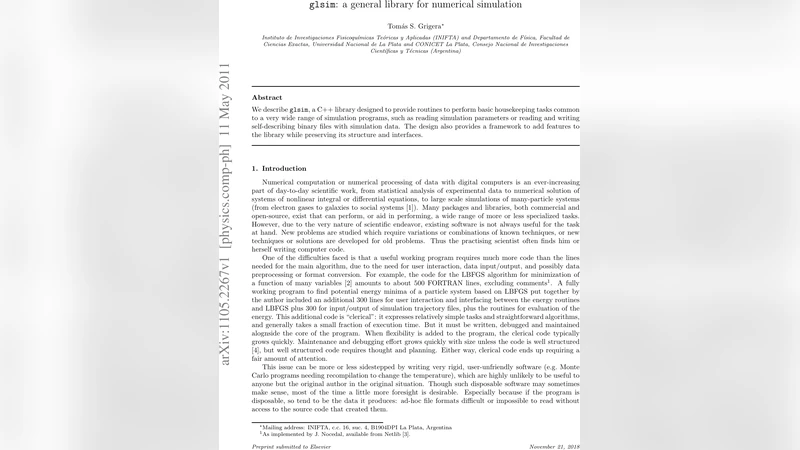 glsim: A general library for numerical simulation