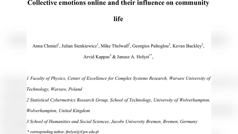 Collective emotions online and their influence on community life
