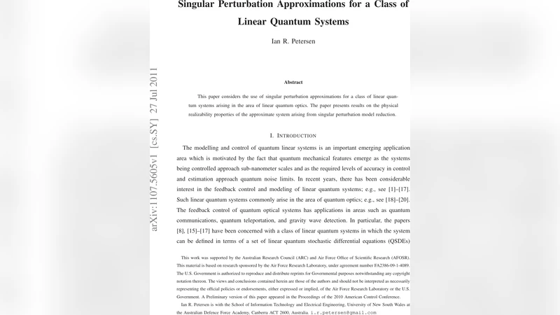 Singular Perturbation Approximations for a Class of Linear Quantum   Systems