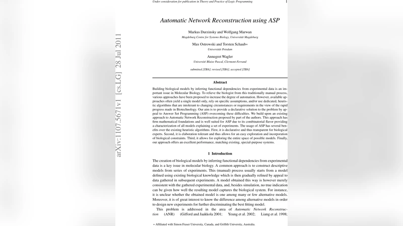 Automatic Network Reconstruction using ASP