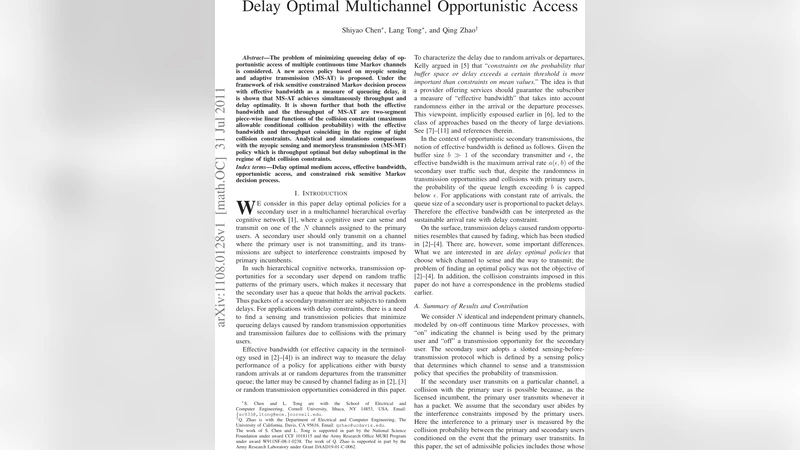 Delay Optimal Multichannel Opportunistic Access