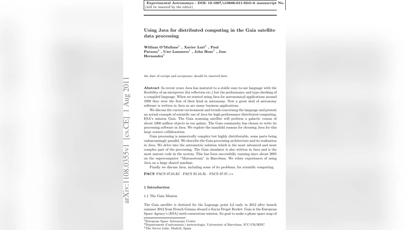 Using Java for distributed computing in the Gaia satellite data   processing