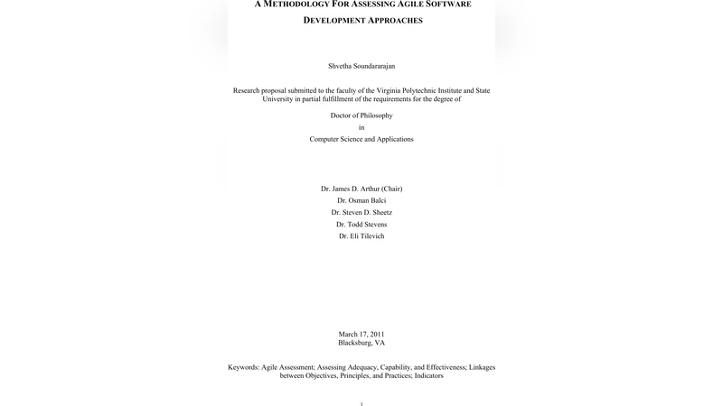 A Methodology for assessing Agile Software Development Approaches