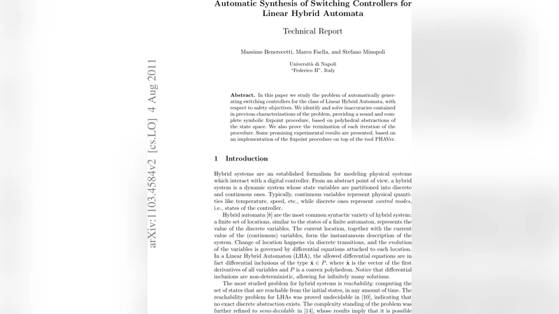 Automatic Synthesis of Switching Controllers for Linear Hybrid Automata