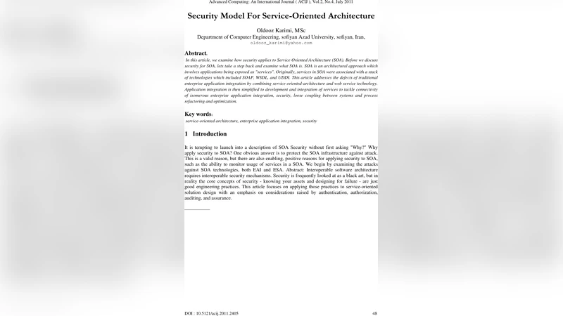 Security Model For Service-Oriented Architecture